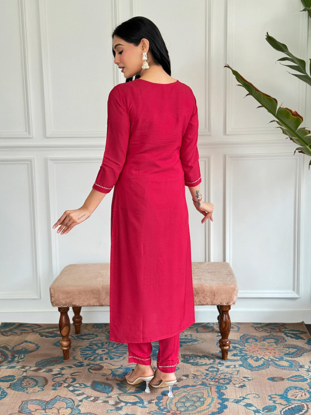 The52 Floral Rayon Fabric Straight Kurta, Pant and Dupatta Set - Distacart