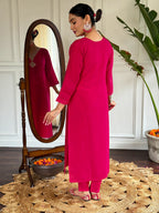 The52 Floral Chanderi Silk Fabric Straight Kurta, Pant and Dupatta Set - Distacart