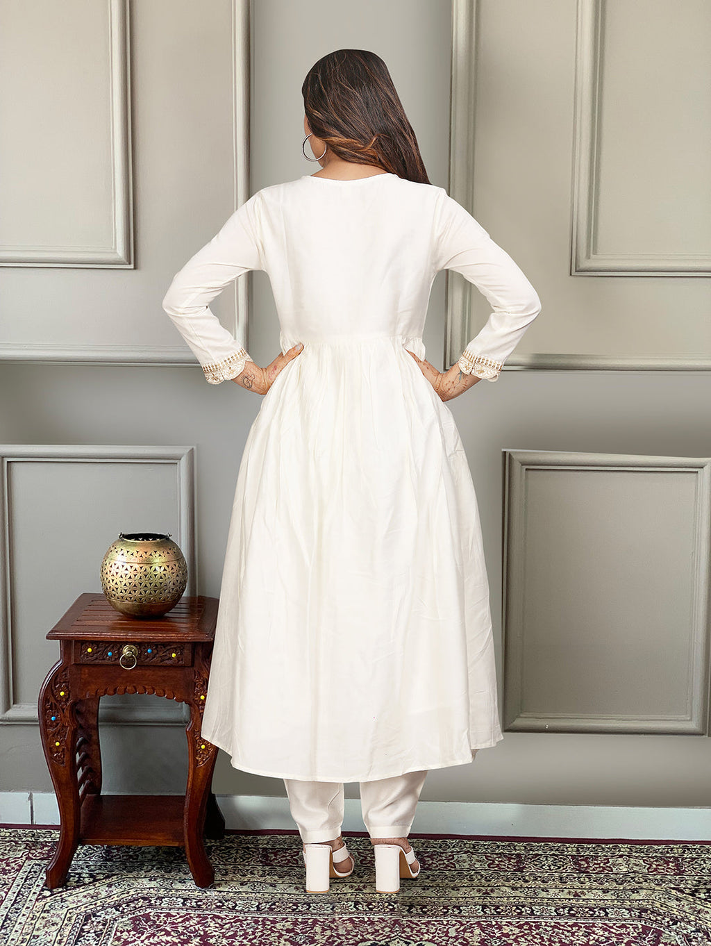 The52 Women's Gorgeous Embroidery Chandrei Fabric Straight Kurta, Pant and Dupatta Set - Distacart