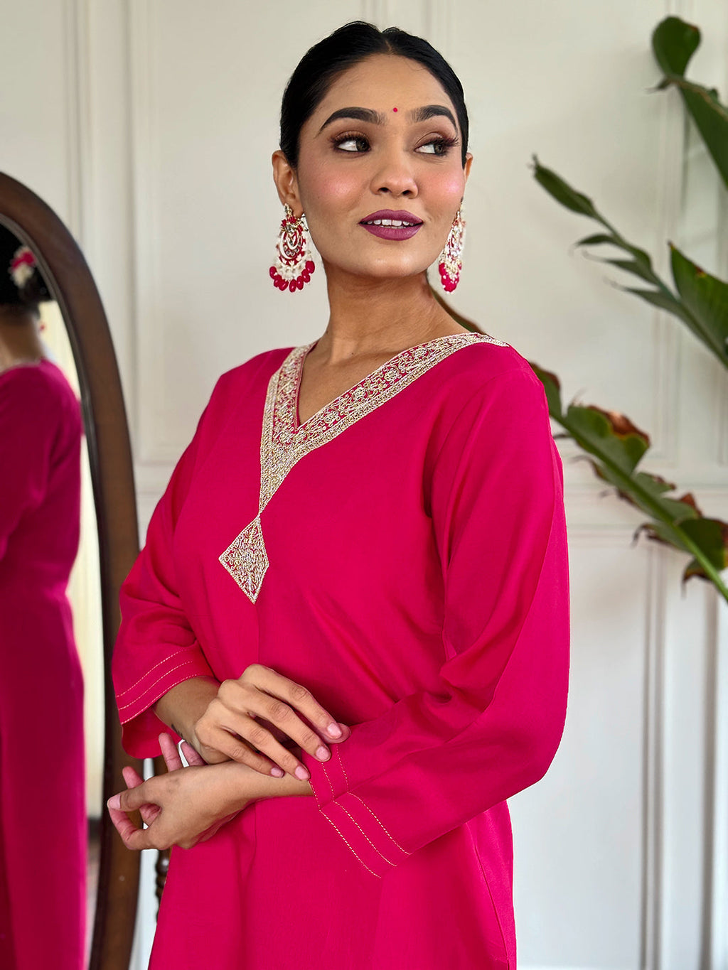 The52 Floral Chanderi Silk Fabric Straight Kurta, Pant and Dupatta Set - Distacart