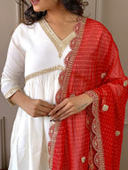 The52 Women's Gorgeous Embroidery Chandrei Fabric Straight Kurta, Pant and Dupatta Set - Distacart