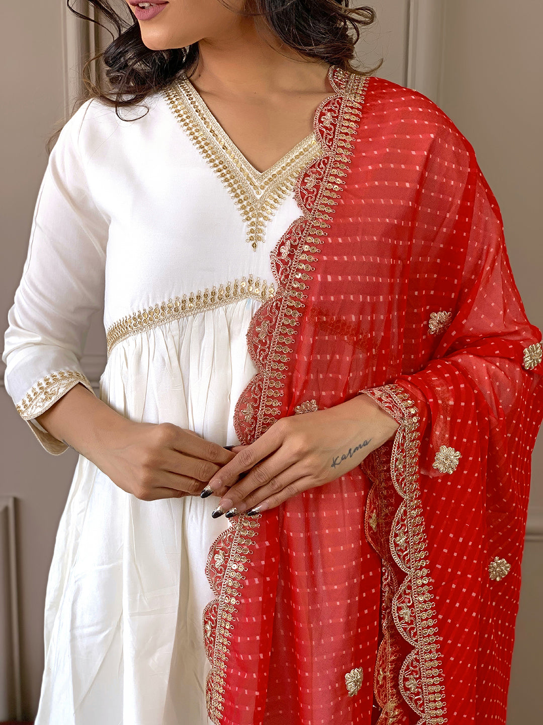 The52 Women's Gorgeous Embroidery Chandrei Fabric Straight Kurta, Pant and Dupatta Set - Distacart