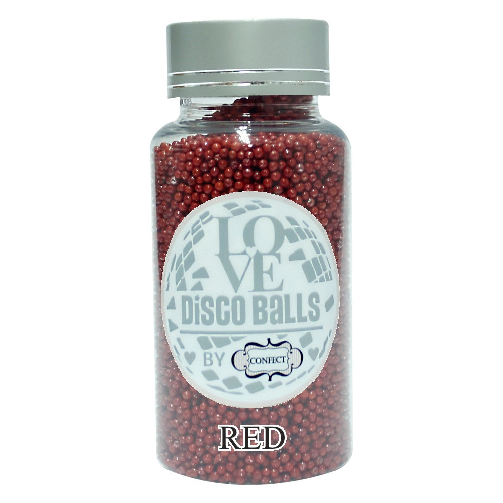 confect red disco balls sprinkles 2 mm 120 gms