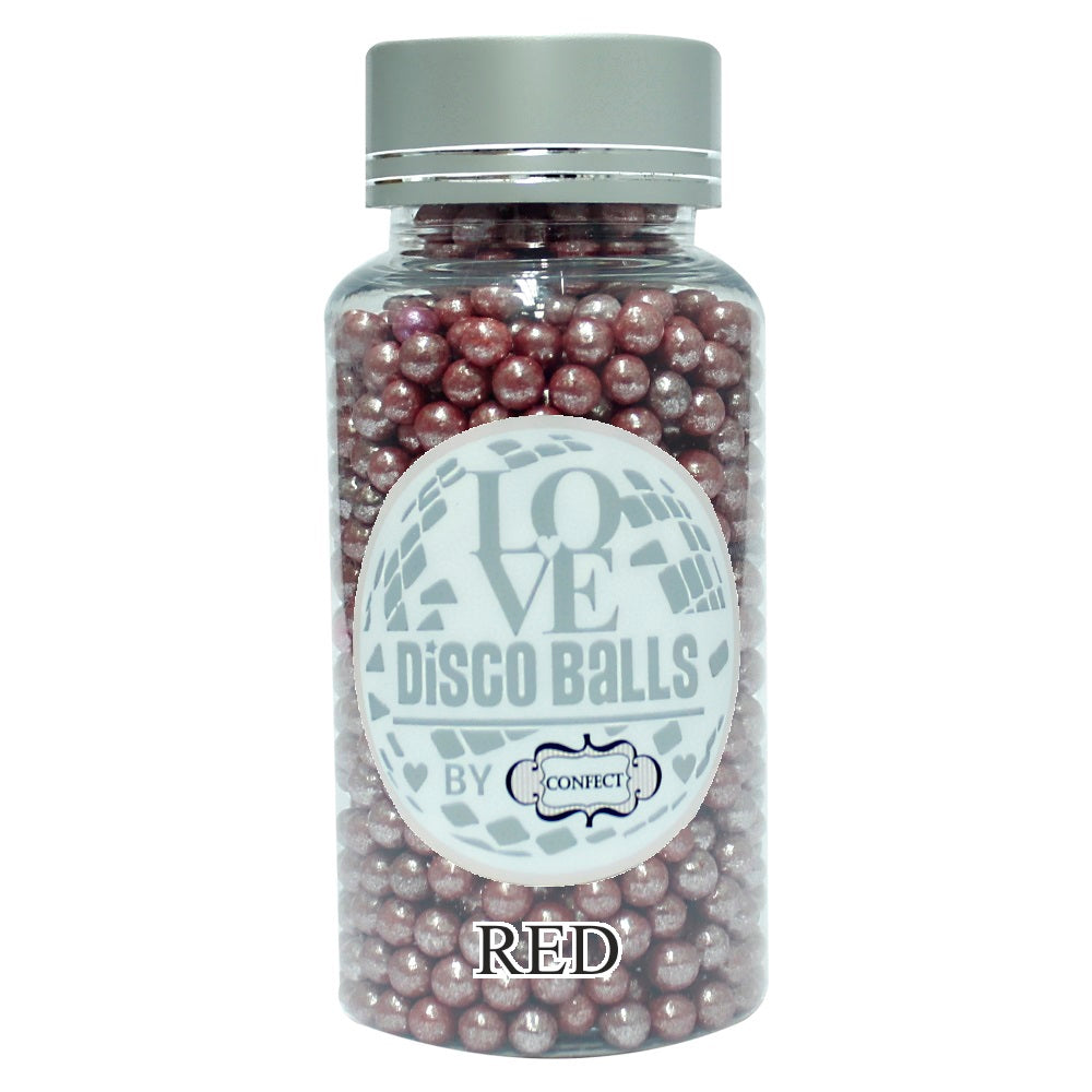 confect red disco balls sprinkles 4 mm 120 gms