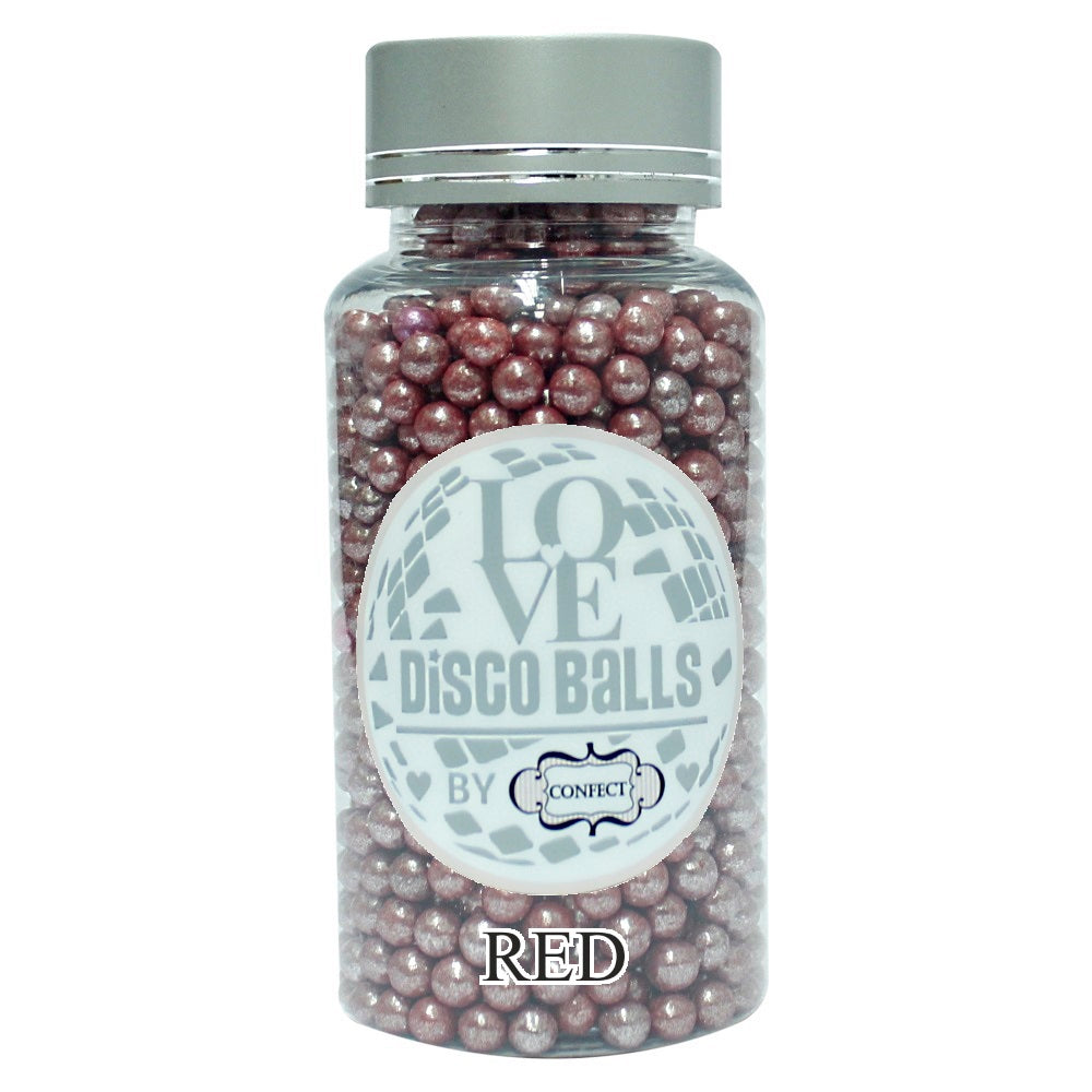 confect red disco balls sprinkles 6 mm 120 gms