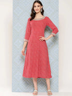 Yufta Red Ethnic A-Line Maxi Dress - Distacart
