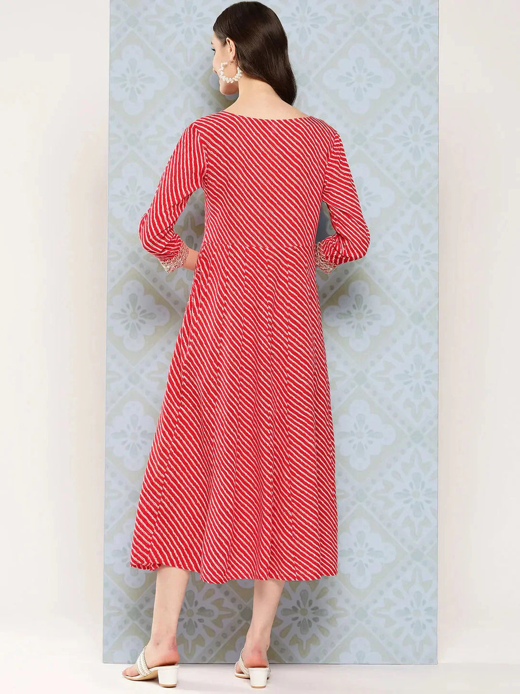 Yufta Red Ethnic A-Line Maxi Dress - Distacart