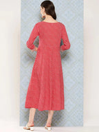 Yufta Red Ethnic A-Line Maxi Dress - Distacart
