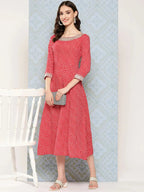 Yufta Red Ethnic A-Line Maxi Dress - Distacart