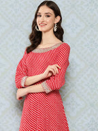 Yufta Red Ethnic A-Line Maxi Dress - Distacart