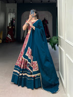 Lorenvalley Red Dola Silk and Rayon with Printed With Foil Work And Lace Touch Up Lehenga Choli