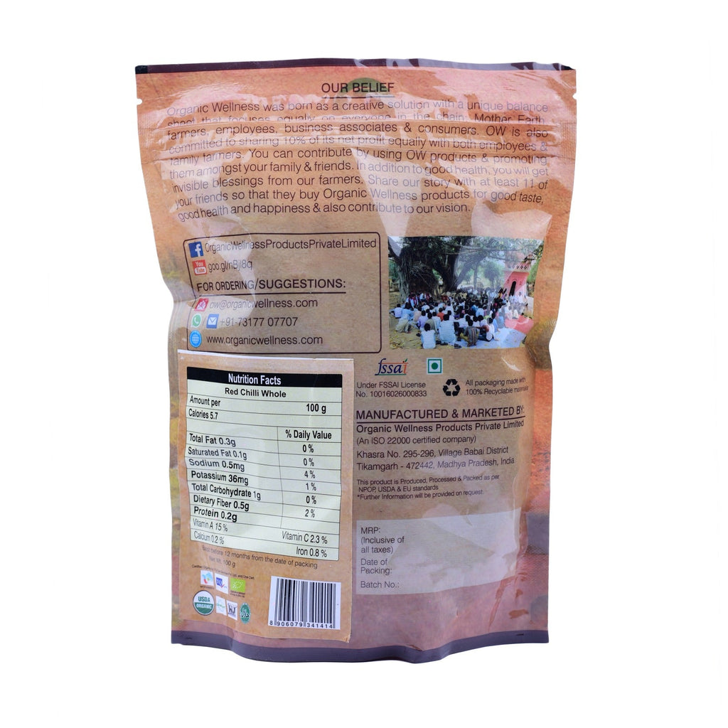 Organic Wellness Red Chilli Whole - Distacart