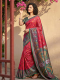 Anaita Red Pochampally Printed Saree With Blouse - Distacart