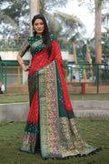 Anaita Red Woven Design Pure Bandhej Kanjivaram Soft Silk Saree - Distacart