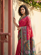 Anaita Red Pochampally Printed Saree With Blouse - Distacart