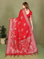 Anaita Red Zari Butta Work Satin Silk Saree With Blouse - Distacart