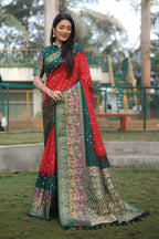 Anaita Red Woven Design Pure Bandhej Kanjivaram Soft Silk Saree - Distacart