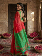 Anaita Red Cotton Printed Saree With Blouse - Distacart