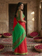 Anaita Red Cotton Printed Saree With Blouse - Distacart