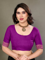 Vedant Vastram Litchi Silk Banarasi Silk Saree - Purple - Distacart