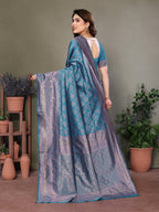 Vedant Vastram Litchi Silk Banarasi Silk Saree - Rama - Distacart