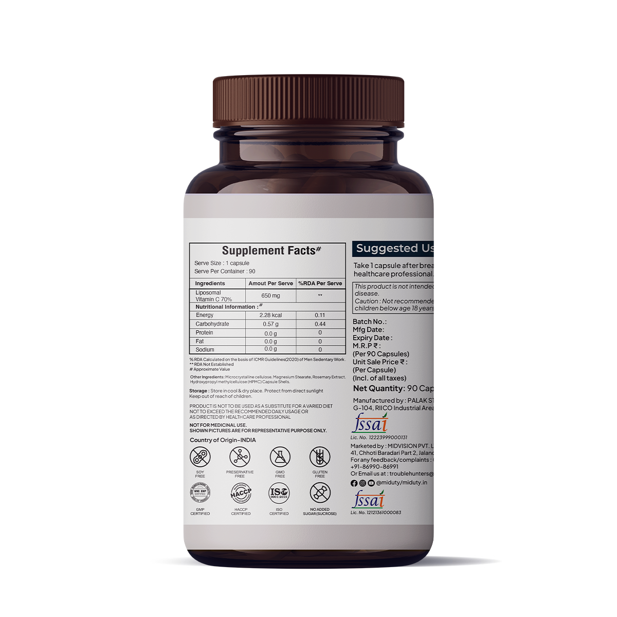 Miduty by Palak Notes Patented Liposomal Vitamin C Capsules - Distacart