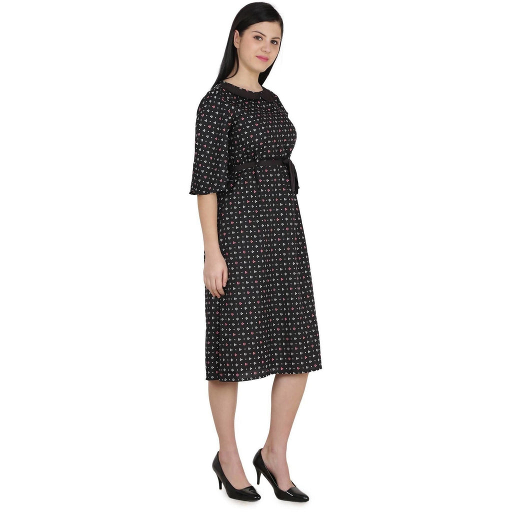 Kanoor Garments Women's Black Frock Style Collar Neck Kurti