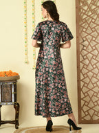 Myshka Women's Multi Printed Velvet Party Dress - Distacart