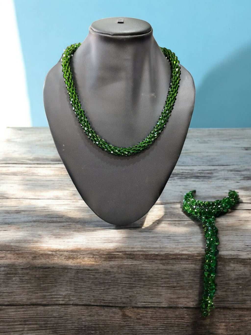 Inhanns Noor-E-Jalwa – Handmade Crystal Bead Necklace -Adjustable - Green Only Necklace