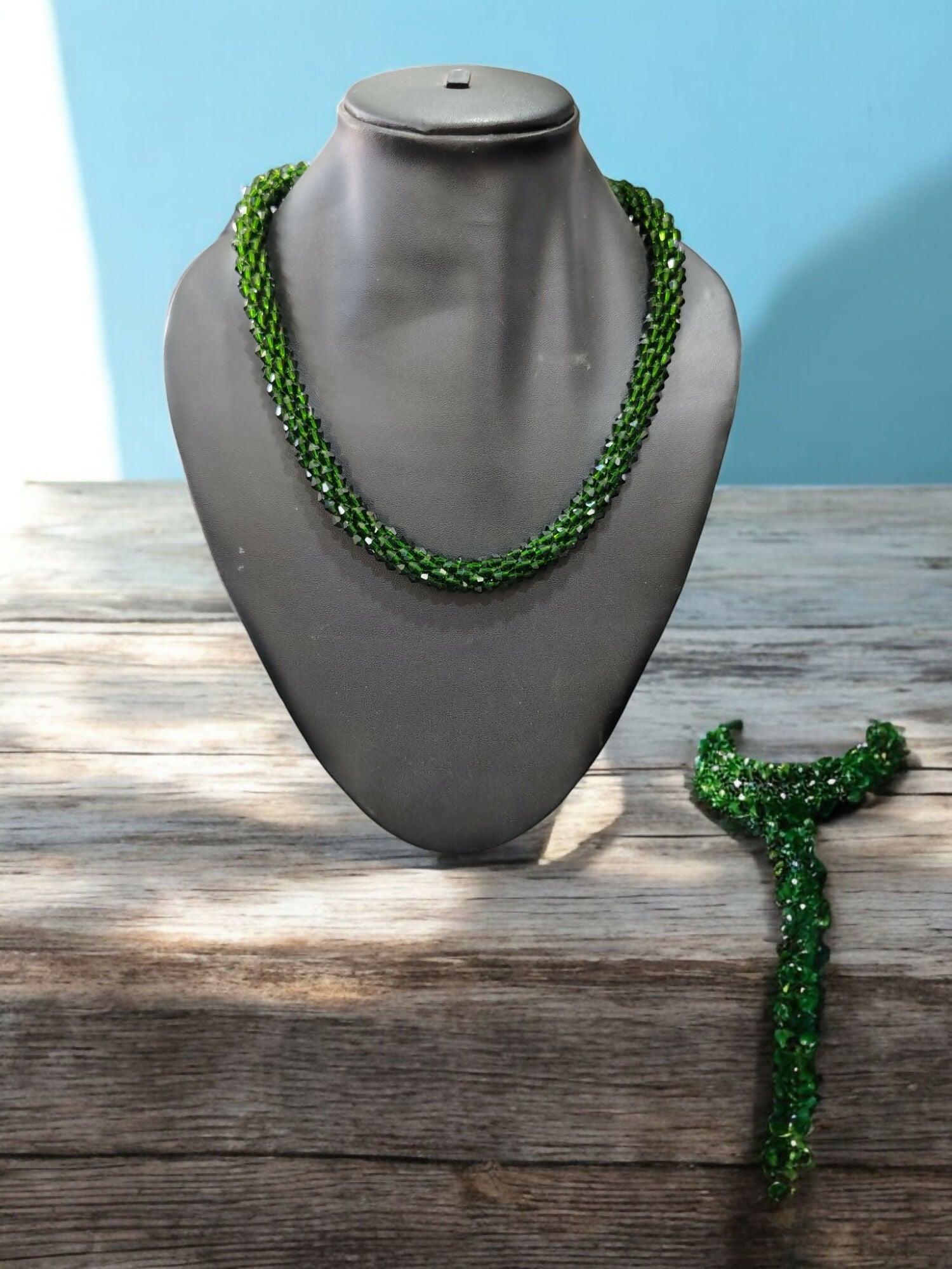 Inhanns Noor-E-Jalwa – Handmade Crystal Bead Necklace -Adjustable - Green Only Necklace
