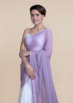 Suta Women Lavender And White Mul Cotton Saree - Distacart