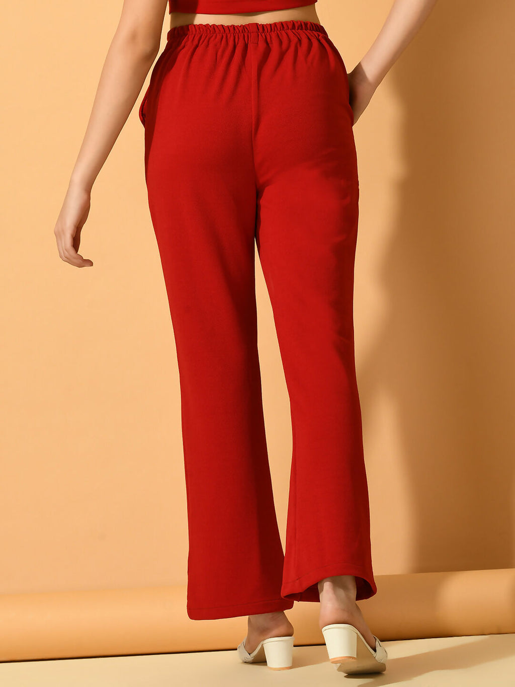Myshka Women's Red Flared Party Trouser