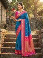 Shree Shyam Fashion Blue Soft Silk Saree - Distacart