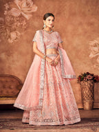 Wedding Designer Pink Organza lehengha Choli - Anbazaar - Distacart
