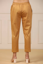 Juniper Women's Gold Cotton Twill Lycra Solid Straight Pant - Distacart