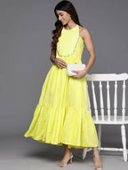 Ahalyaa Women's Traditional wear Dress - Yellow - Distacart