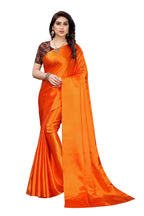 Vamika Plain Orange Satin Saree (SATIN GLORY ORANGE) - Distacart