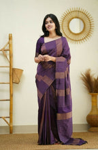 Partywear Designer Purple Banarasi Silk Fancy Saree - Starwalk