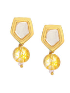 Ruby Raang Yellow Citrine Kundan Studs - Distacart