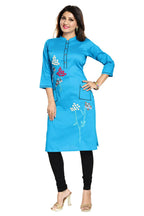 Snehal Creations Raw Silk Embroidery Blue Straight Tunic