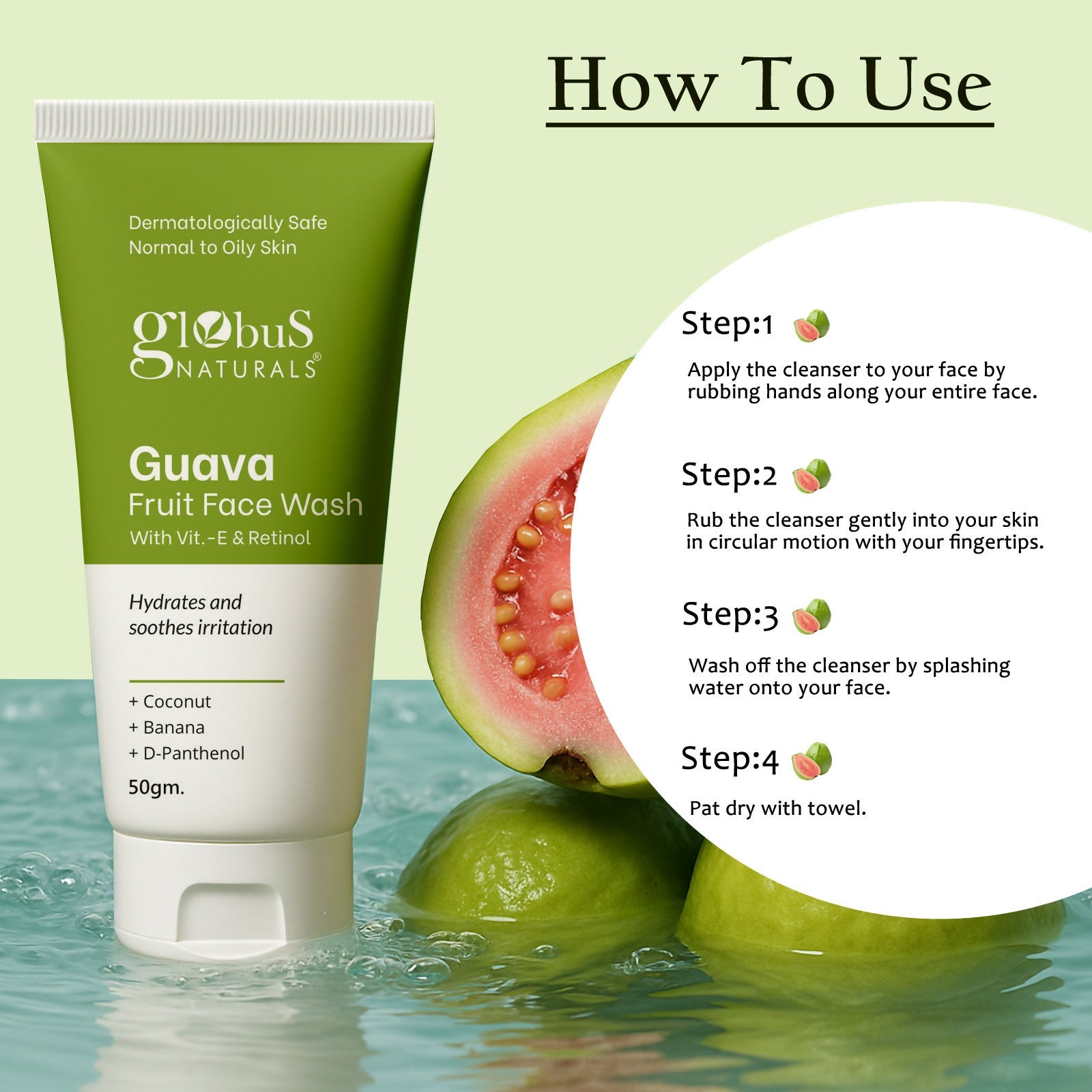 Globus Naturals Guava Fruit Face Wash with Vitamin E & Retinol - Distacart