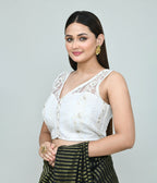 Joban Fashion Women's White Embroidered Stitched Blouse - Distacart