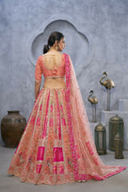 Kesar Fab Pink Organza Embroidered Lehenga