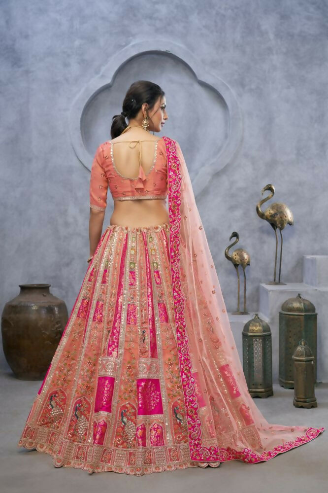 Kesar Fab Pink Organza Embroidered Lehenga