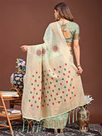 Shree Shyam Fashion Neerja Sea Green Linen Cotton Saree