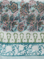 Yufta Green Hand Block Printed Kurta with Trouser and Dupatta