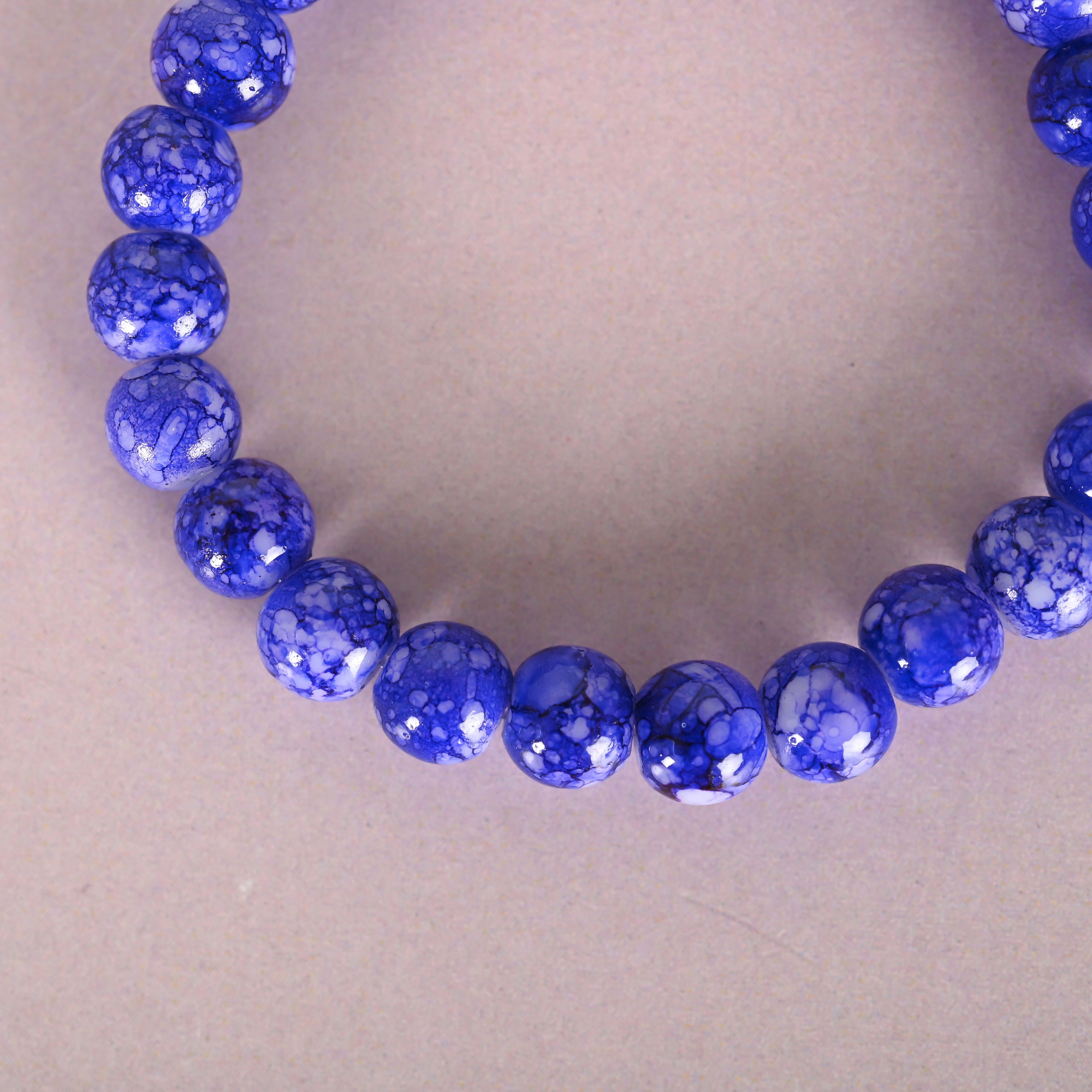 NVR Men & Women Blue Marbel Crystal Elasticated Bracelet - Distacart