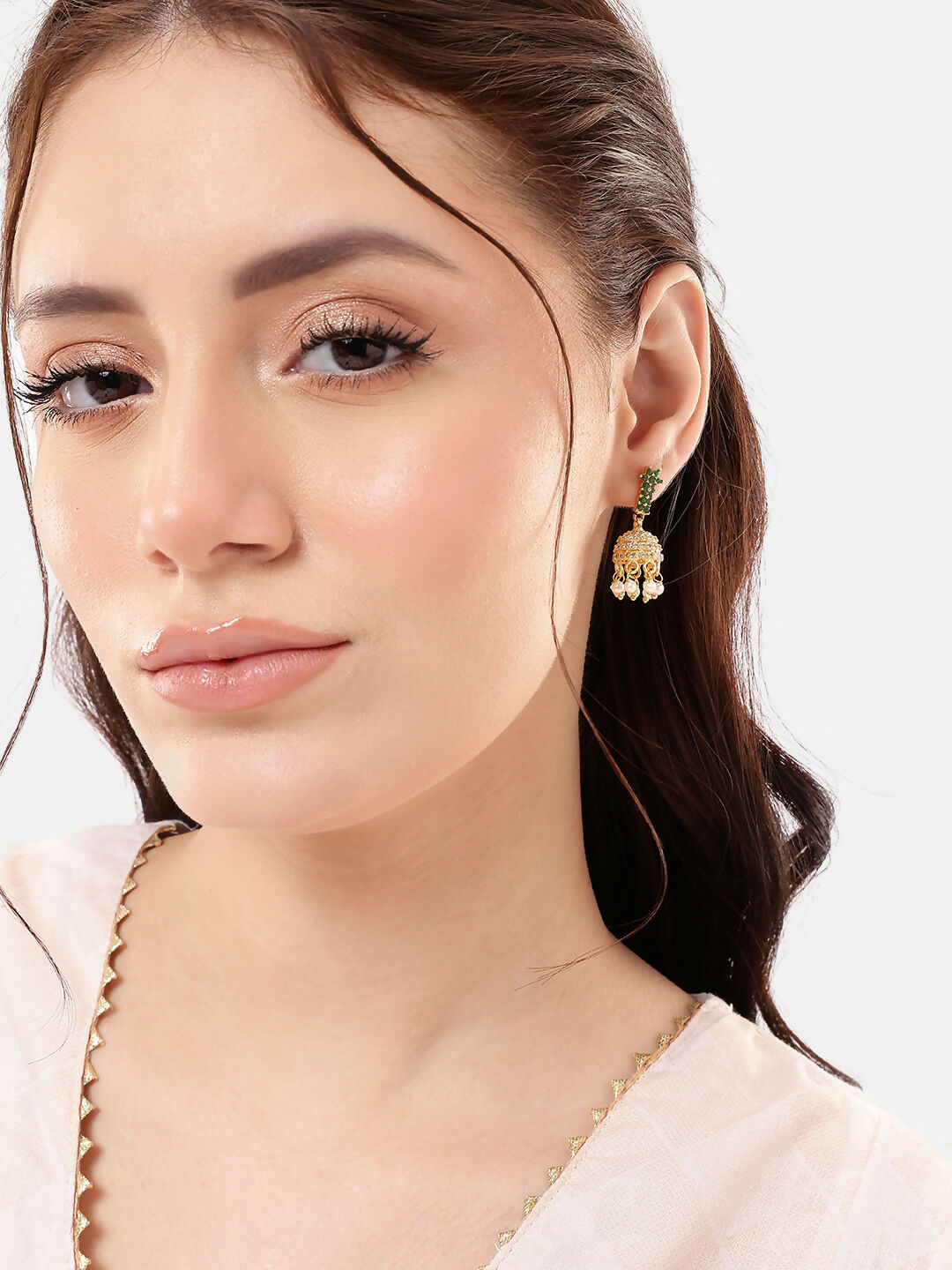 Nuyug 22K Gold Plated Pearl Belle Mini Jhumki Earrings - Distacart