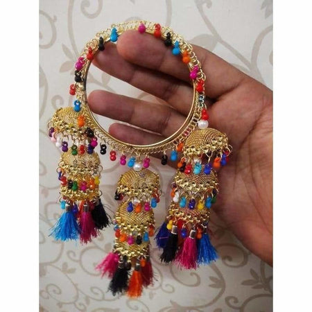 MS Fashion India Multicolor Hanging Bangles With Pearls, Threads and Jhumkas