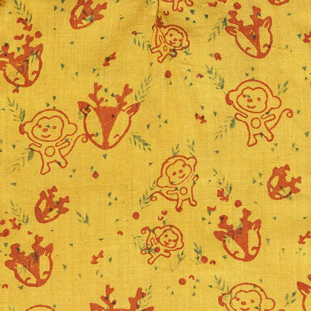 Mhyssa Puffed Sleeves A line Yellow and Red Printed Frock